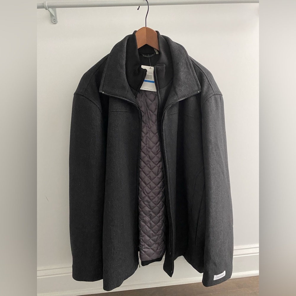 NEW WITH TAG Calvin Klein Men’s Charcoal Black Coat